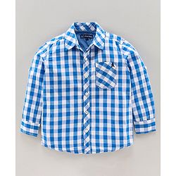 Pine Kids Full Sleeves Check Shirt With Tie  - Blue