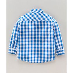 Pine Kids Full Sleeves Check Shirt With Tie  - Blue