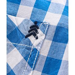 Pine Kids Full Sleeves Check Shirt With Tie  - Blue