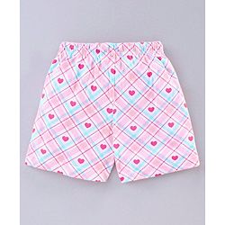 Pine Kids Half Sleeves Biowashed Night Suit Heart Print - Pink