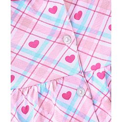 Pine Kids Half Sleeves Biowashed Night Suit Heart Print - Pink