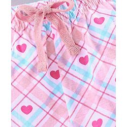 Pine Kids Half Sleeves Biowashed Night Suit Heart Print - Pink