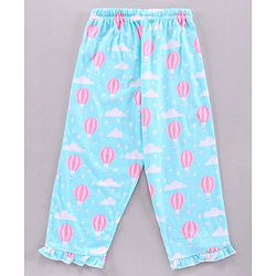 Pine Kids Half Sleeve Biowashed Top and Capri Pants Set Hot Air Balloon & Clouds Print - Blue