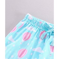 Pine Kids Half Sleeve Biowashed Top and Capri Pants Set Hot Air Balloon & Clouds Print - Blue