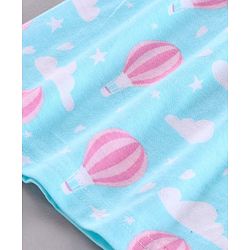 Pine Kids Half Sleeve Biowashed Top and Capri Pants Set Hot Air Balloon & Clouds Print - Blue