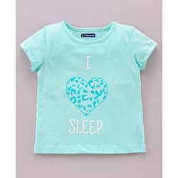 Pine Kids Half Sleeves Bio Washed T-Shirt & Pajama Heart Print - Blue