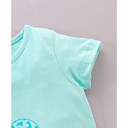 Pine Kids Half Sleeves Bio Washed T-Shirt & Pajama Heart Print - Blue