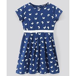 Pine Kids Bio Wash Short Sleeves Frocks Pack of 2 - Pink Navy Blue