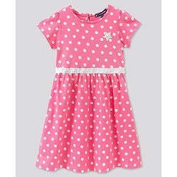 Pine Kids Bio Wash Short & Sleeveless Frocks Dot & Watermelon Print Pack of 2 - Pink Sea Green