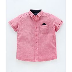 Pine Kids Half Sleeve Shirt and Shorts Set with Bow Tie Solid - Pink Navy
