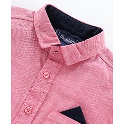 Pine Kids Half Sleeve Shirt and Shorts Set with Bow Tie Solid - Pink Navy