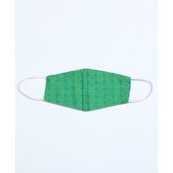 Pine Kids Full Sleeve Boys Kurta with Embroidered Placket with Matching Mask - Green