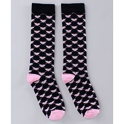 Pine Kids Mid Calf Socks Heart Design Pack of 3 - Pink White Navy Blue