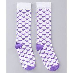 Pine Kids Mid Calf Socks Heart Design Pack of 3 - Pink White Navy Blue