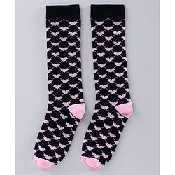 Pine Kids Mid Calf Socks Heart Design Pack of 3 - Pink White Navy Blue