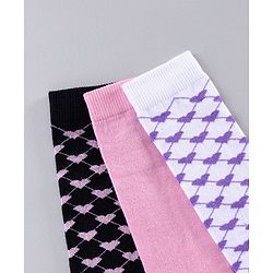 Pine Kids Mid Calf Socks Heart Design Pack of 3 - Pink White Navy Blue