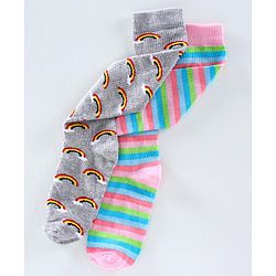 Pine Kids Anti Microbial & Biowashed Mid Calf Socks Pack of 2 - Multicolour Grey