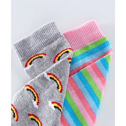 Pine Kids Anti Microbial & Biowashed Mid Calf Socks Pack of 2 - Multicolour Grey