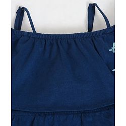 Pine Kids Biowash Singlet Embroidered Top & Check Pant - Navy Blue
