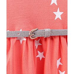 Pine Kids Full Sleeves Frock Star Print - Peach