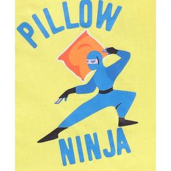 Pine Kids Half Sleeves Bio Washed T-Shirt & Pajama Set Ninja Graphic - Yellow & Blue