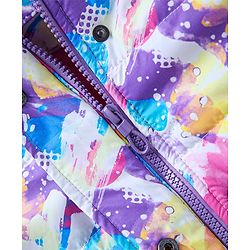 Pine Kids Full Sleeves Polyfill Hooded Jacket Abstract Print - Off White Purple