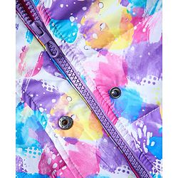 Pine Kids Full Sleeves Polyfill Hooded Jacket Abstract Print - Off White Purple