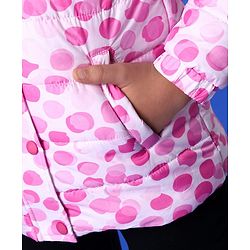 Pine Kids Full Sleeves Polyfill Hooded Jacket Polka Dot Print - Pink