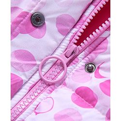 Pine Kids Full Sleeves Polyfill Hooded Jacket Polka Dot Print - Pink