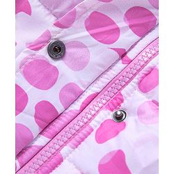 Pine Kids Full Sleeves Polyfill Hooded Jacket Polka Dot Print - Pink