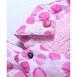 Pine Kids Full Sleeves Polyfill Hooded Jacket Polka Dot Print - Pink