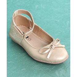 Pine Kids Party Wear Ballerinas Bow Design - Golden