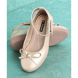 Pine Kids Party Wear Ballerinas Bow Design - Golden