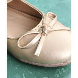 Pine Kids Party Wear Ballerinas Bow Design - Golden