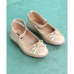 Pine Kids Party Wear Ballerinas Bow Design - Golden