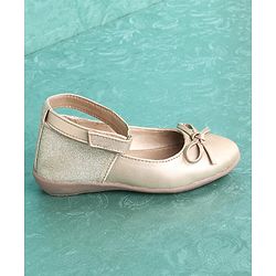 Pine Kids Party Wear Ballerinas Bow Design - Golden