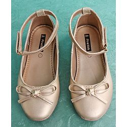 Pine Kids Party Wear Ballerinas Bow Design - Golden