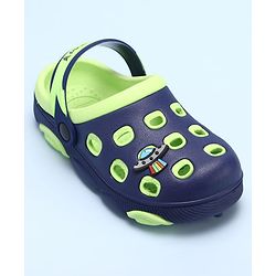 Pine Kids Clogs with Back Strap Closure & UFO Applique - Navy Blue