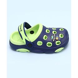 Pine Kids Clogs with Back Strap Closure & UFO Applique - Navy Blue