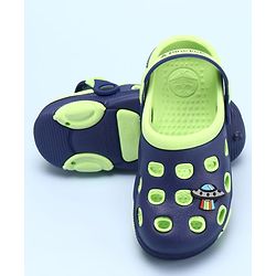 Pine Kids Clogs with Back Strap Closure & UFO Applique - Navy Blue