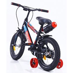 Pine Kids 14 Inch Rubber Air Tyres 99% Assembled Bicycle For Boys & Girls With Training Wheels  - Black