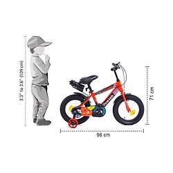 Pine Kids 14 Inch Rubber Air Tyres 99% Assembled Bicycle For Boys & Girls With Training Wheels  - Red