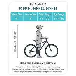 Pine Kids 14 Inch Rubber Air Tyres 99% Assembled Bicycle For Boys & Girls With Training Wheels  - Red