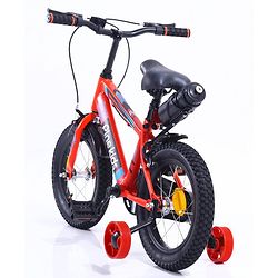 Pine Kids 14 Inch Rubber Air Tyres 99% Assembled Bicycle For Boys & Girls With Training Wheels  - Red
