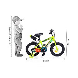 Pine Kids 14 Inch Rubber Air Tyres 99% Assembled Bicycle For Boys & Girls With Training Wheels  - Green (Training wheel Color May Vary)