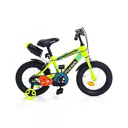 Pine Kids 14 Inch Rubber Air Tyres 99% Assembled Bicycle For Boys & Girls With Training Wheels  - Green (Training wheel Color May Vary)