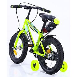 Pine Kids 14 Inch Rubber Air Tyres 99% Assembled Bicycle For Boys & Girls With Training Wheels  - Green (Training wheel Color May Vary)