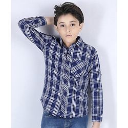 Pine Kids Full Sleeves Shoftner Wash Shirts Checks - Blue