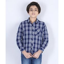Pine Kids Full Sleeves Shoftner Wash Shirts Checks - Blue