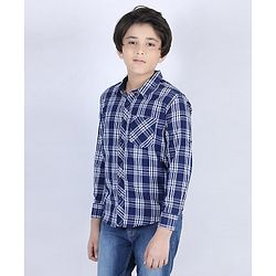 Pine Kids Full Sleeves Shoftner Wash Shirts Checks - Blue